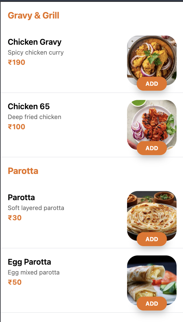 Online Ordering Menu